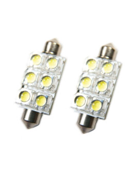 44MM 6 LED Festoon Bulb White Pair