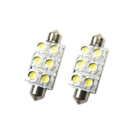 44MM 6 LED Festoon Bulb White Pair